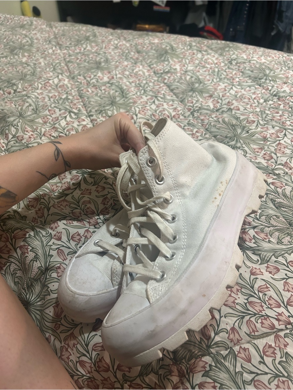 Converse white lugged high tops